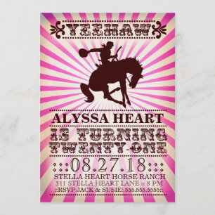 GC Yeehaw Rodeo 21st Birthday Pink Invitation