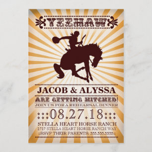 GC Yeehaw Rowdy Rodeo Rehearsal Orange Invitation