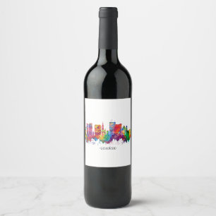 Gdansk Poland Skyline Wine Label