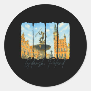 Gdansk Poland Traveling Brushstroke Gdansk Souveni Classic Round Sticker