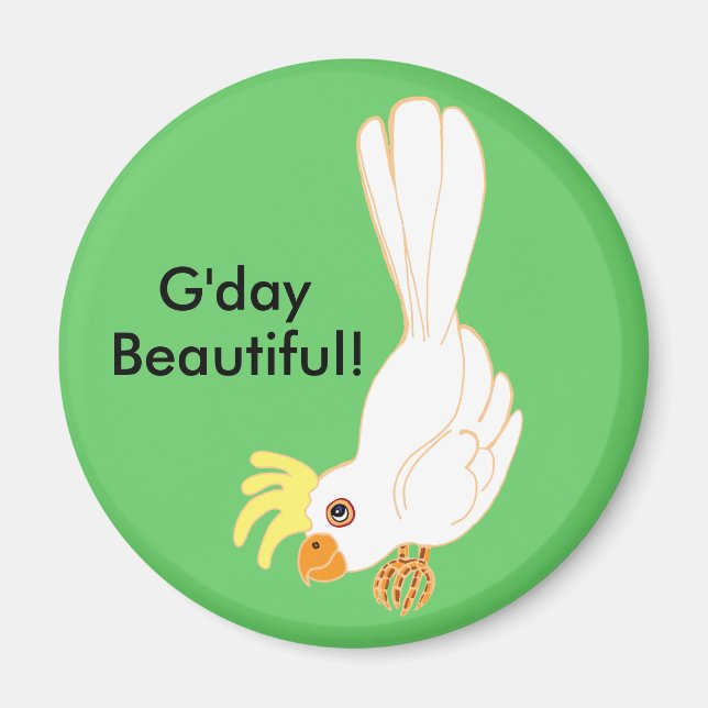 G'day Beautiful Aussie Galah bird Magnet (Front)