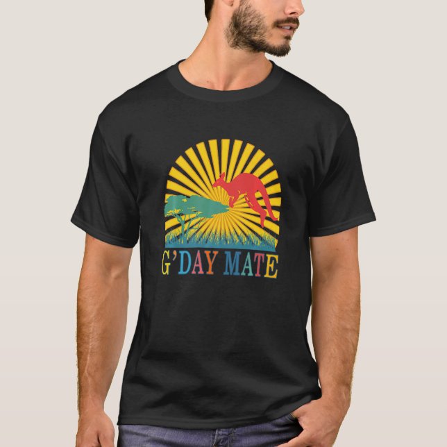 G'day Mate Australian Animals Kangaroo  Aussie Sym T-Shirt (Front)