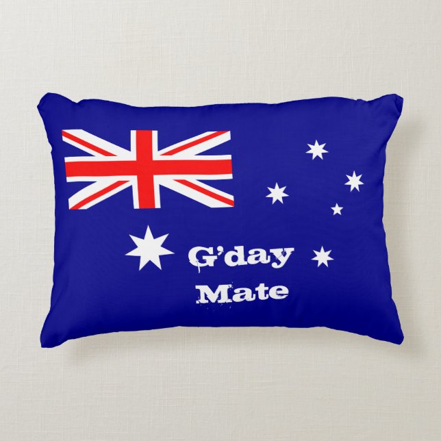 G'day Mate & Australian Flag decor / Australia Decorative Cushion (Front)