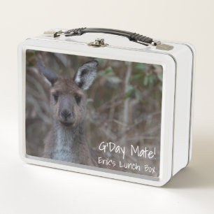 G'Day Mate! Personalized Cute Kangaroo Australia Metal Lunch Box