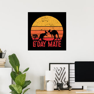 G'day Mate! Retro Vintage Australian Kangaroos   Poster