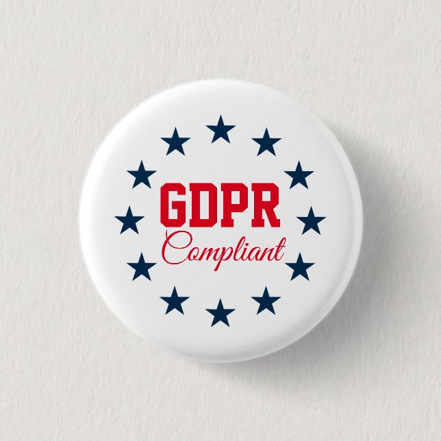 GDPR Compliant General Data Protection Regulation 3 Cm Round Badge (Front)