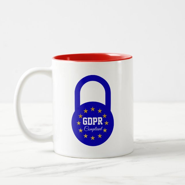 GDPR Compliant General Data Protection Regulation Two-Tone Coffee Mug (Left)
