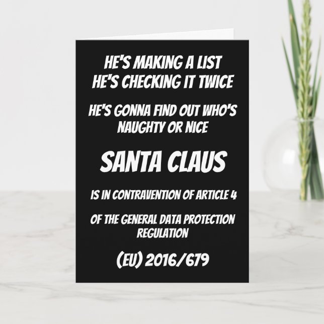 GDPR Santa Claus Naughty or Nice List Christmas Holiday Card (Front)