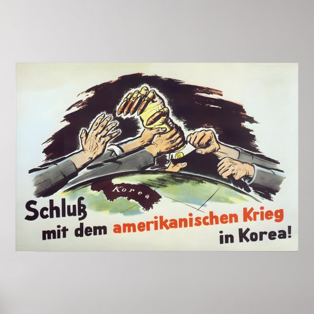 GDR Propaganda Poster Stop American War in Korea (Front)