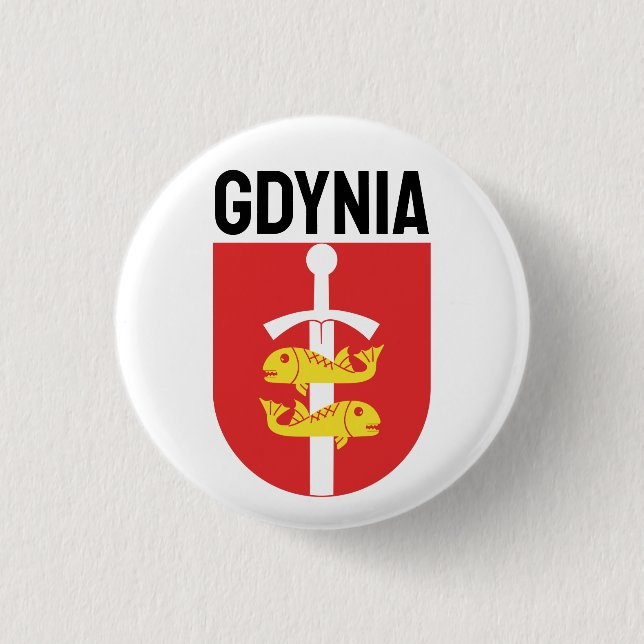 Gdynia coat of arms, Poland 3 Cm Round Badge (Front)