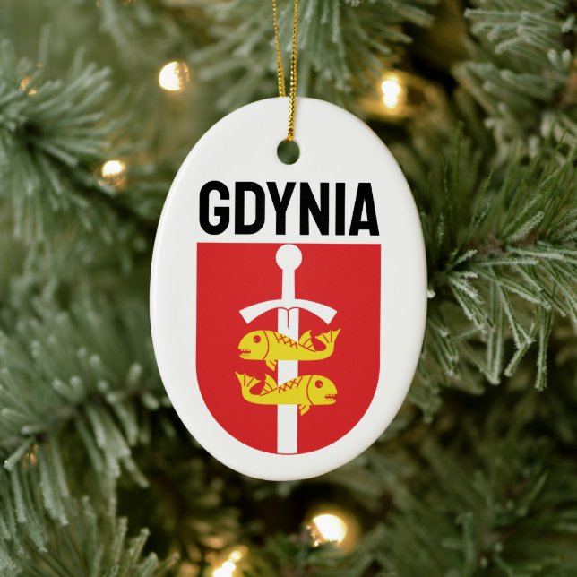 Gdynia coat of arms, Poland Ceramic Tree Decoration (Tree)