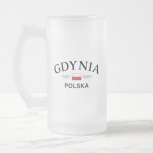 Gdynia Polska (Poland) Polish Coordinates Frosted Glass Beer Mug