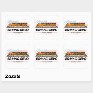 GE ES44AC GEVO Locomotive and American flag Square Sticker