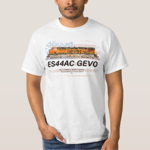 GE ES44AC GEVO Locomotive and American flag T-Shirt