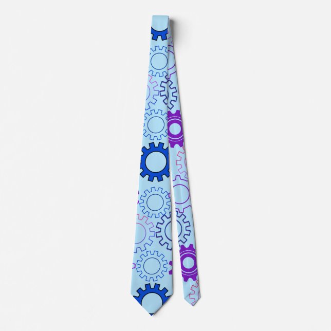 Gear02w x4 Pattern of gears L Blue BG Tie (Front)