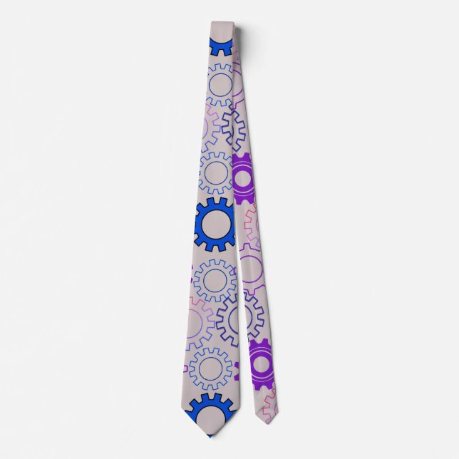 Gear02w x4 Pattern of gears L Grey BG Tie (Front)