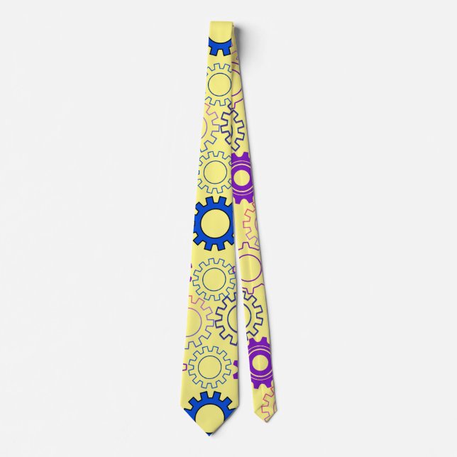 Gear02w x4 Pattern of gears L Yellow BG Tie (Front)