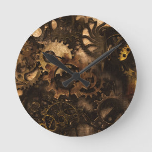 Gear Changer - Steampunk Gears & Cogs Round Clock