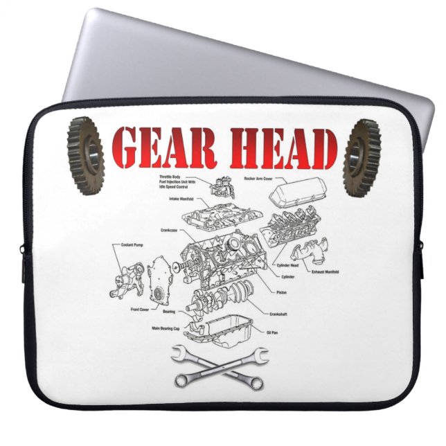 GEAR HEAD LAPTOP SLEEVE (Front)
