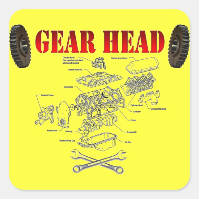 GEAR HEAD SQUARE STICKER (Front)