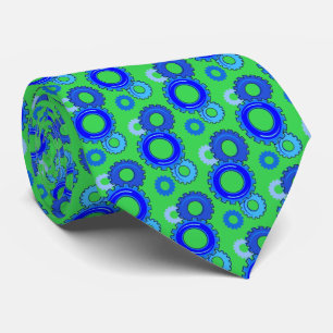 Gear Heads - Many Shades of Blue on Green Tie