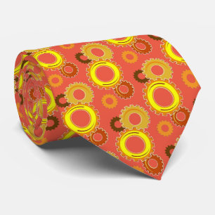 Gear Heads, Many Shades of Yellow Gears on Orange Tie