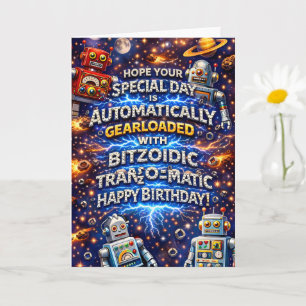 Gear loaded robotic birthday card de
