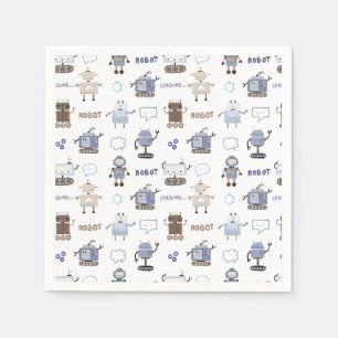 Gear Up for Fun Robot Kids Happy Birthday Napkin