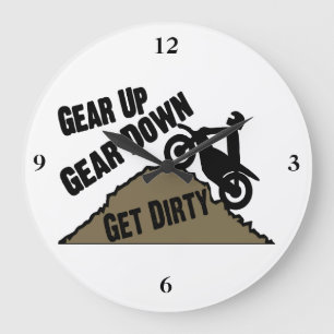 Gear Up Gear Down Dirt Bike Rider Large Clock