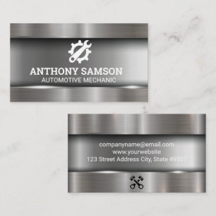 Gear Wrench Logo   Metallic Background Business Card