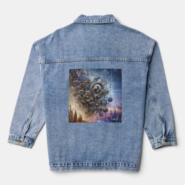 Gearhaven: The City Where Past and Future Converge Denim Jacket (Back)