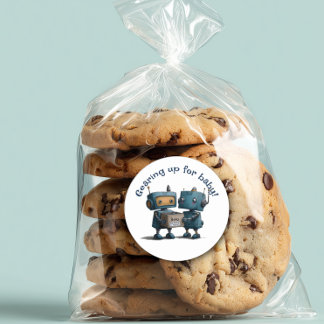 Gearing Up for Baby – Robot Baby Shower Classic Round Sticker