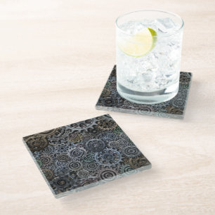 Gears and Cogs Glass Coaster