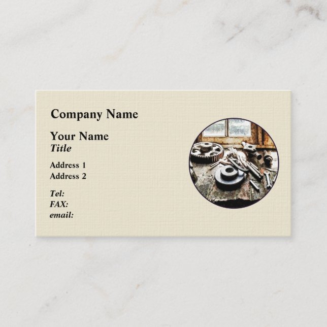 Gears and Wrenches in Machine Shop Business Card (Front)