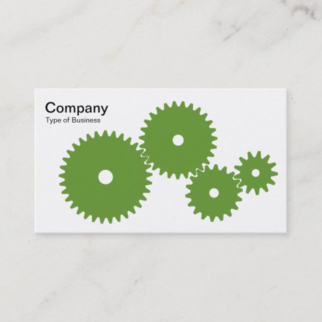 Gears - Avocado Green on White Business Card (Front)