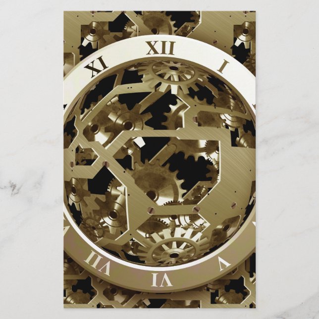 Gears Clock Office Design Digital Art Destiny Stationery (Front)