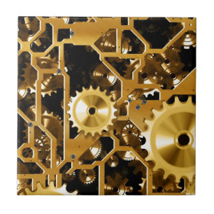 Gears Clock Office Design Digital Art Destiny Tile