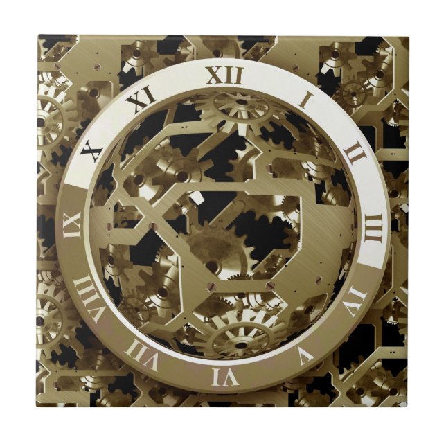 Gears Clock Office Design Digital Art Destiny Tile (Front)