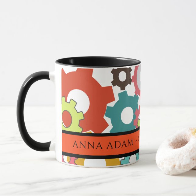 Gears Corporate Event Graduation Birthday Gift Mug (With Donut)