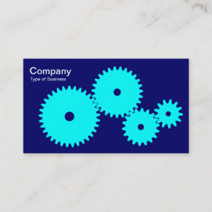 Gears - Cyan on Dp Navy Business Card