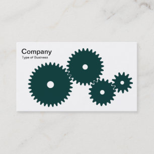 Gears - Dark Green on White Business Card
