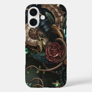 Gears, Florals, and Fantasy Fusion iPhone 16 Case