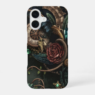 Gears, Florals, and Fantasy Fusion iPhone 16 Case