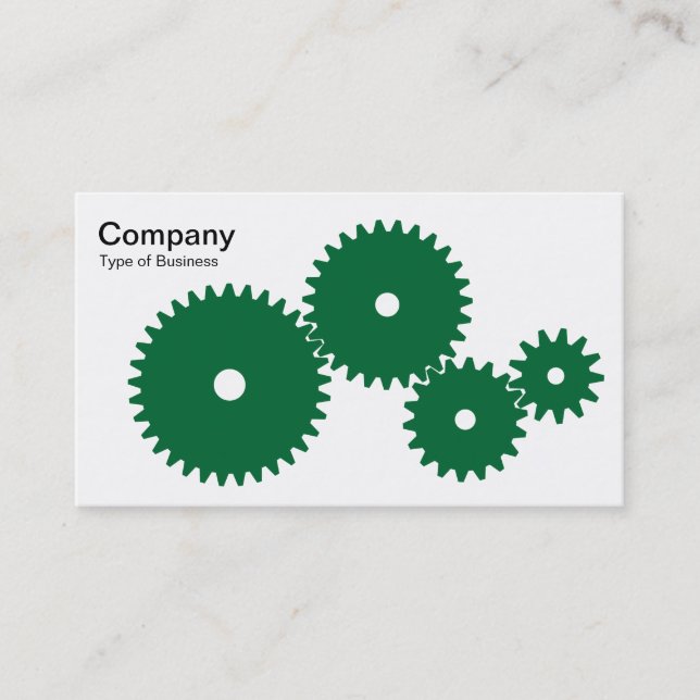 Gears - Forest Green on White Business Card (Front)