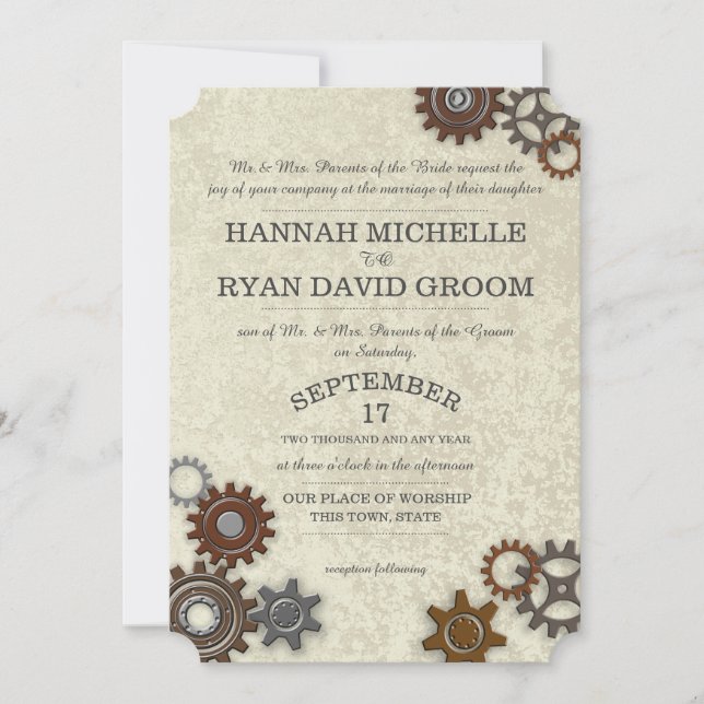 Gears Industrial Art Invitation (Front)