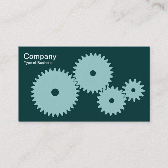 Gears - Lt Blue Green on Dk Green Business Card (Front)