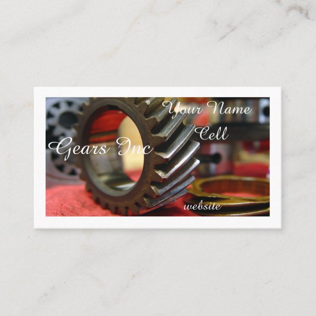 gears machinery metal cogs  business card (Front)