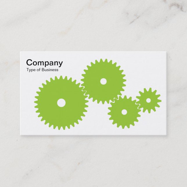 Gears - Martian Green on White Business Card (Front)