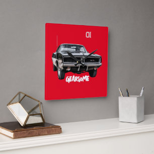 Gearsome square wall clock