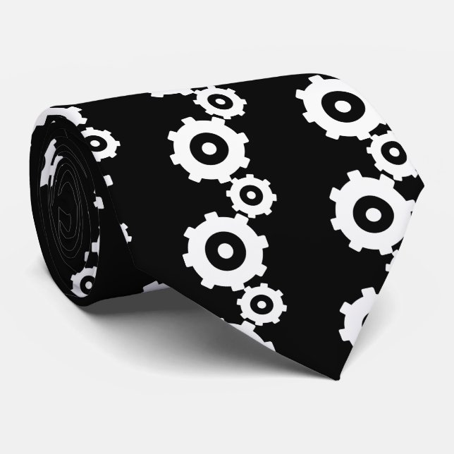 Gearwheels Graphic Tie (Rolled)
